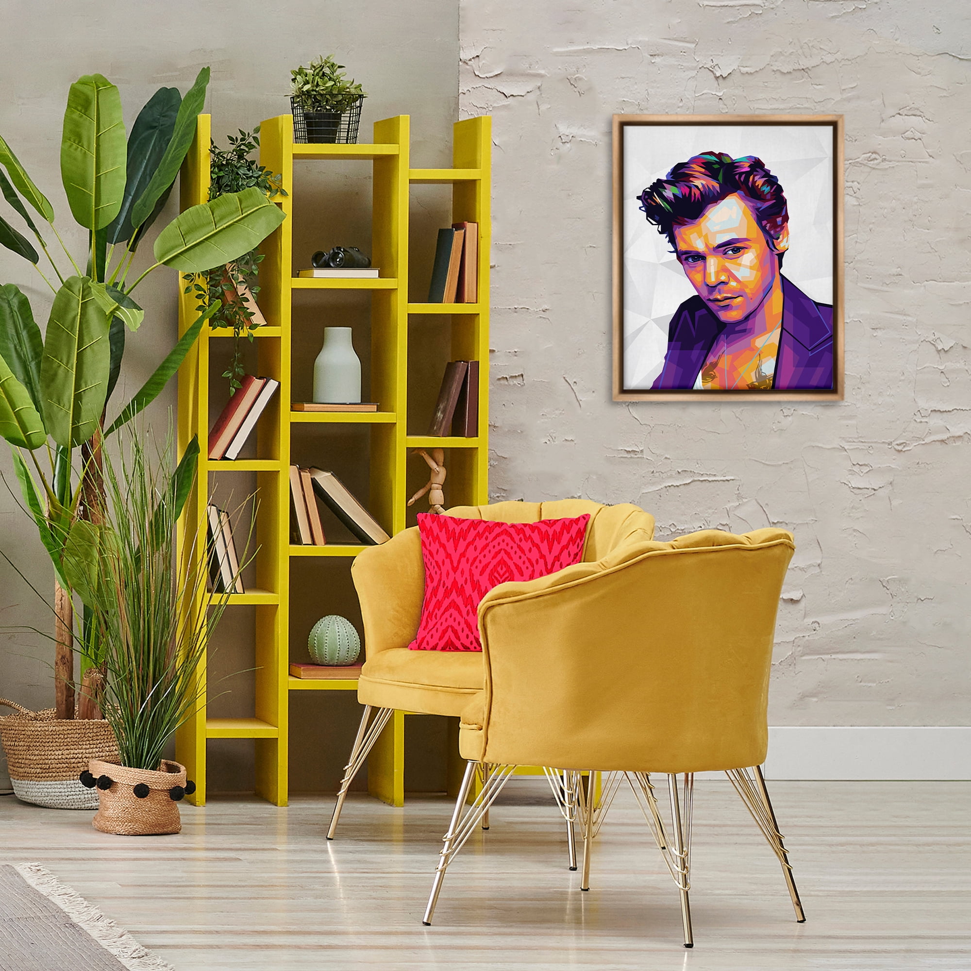 Stupell Industries Bright Hued Harry People Painting Brown Floater Framed Canvas Art Print Wall Art, 17 x 21