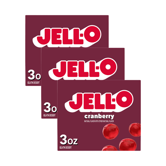 Jell-O Cranberry Gelatin Mix, 3 OZ (Pack of 3)