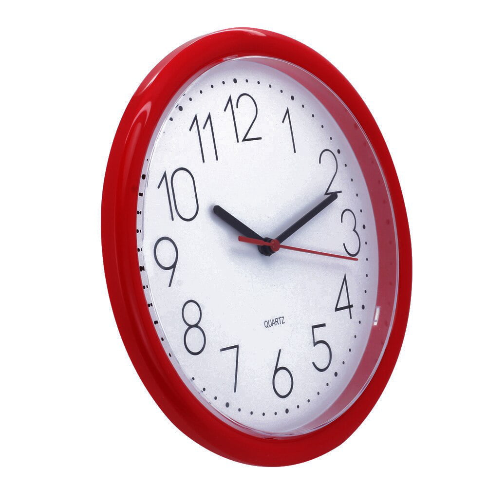 Details about   9.5" Red Retro Round Wall Clock Silent Movement Quartz Home Office Kitchen Room 