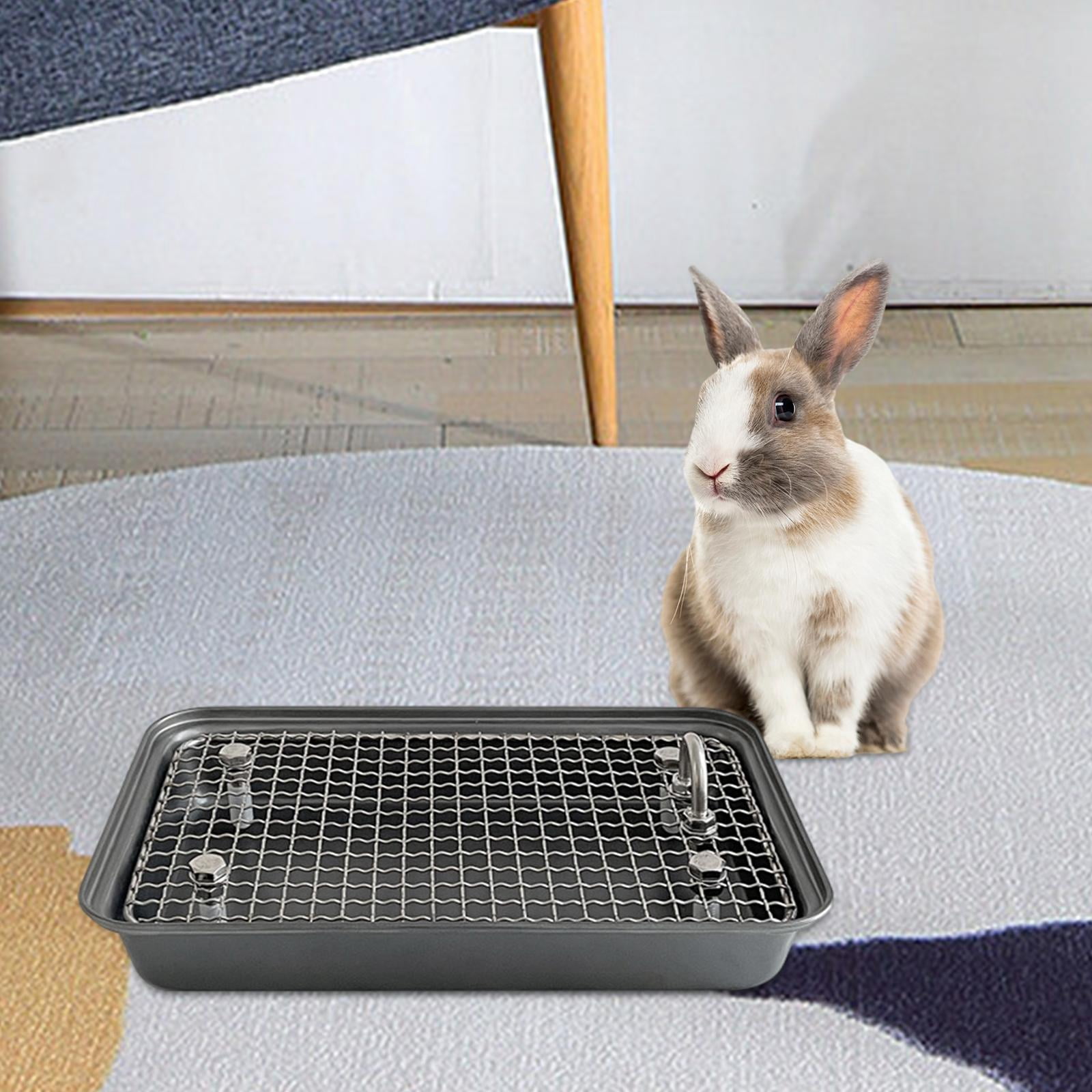 Small Animal Cage Toilet Rabbit Litter Toilet Easy to Clean with Grid for Rabbit Bunny Guinea Pig Chinchilla Cage Accessories Gray