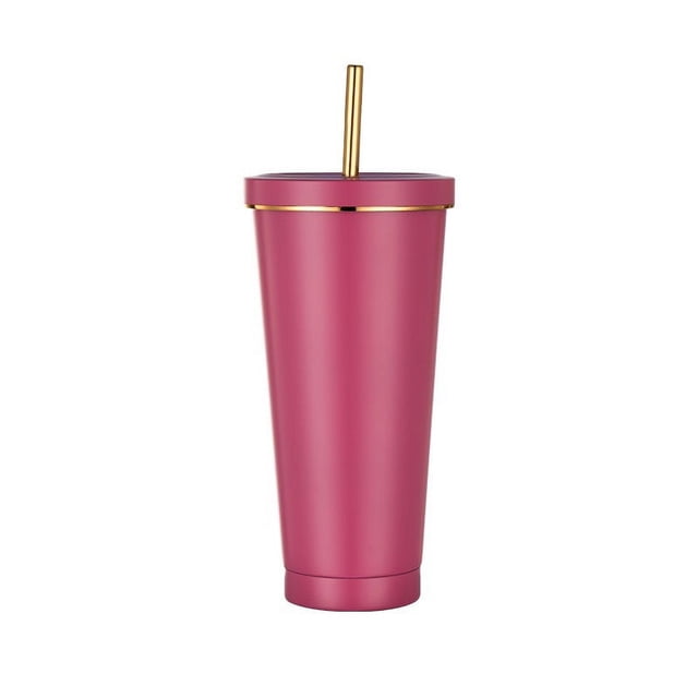 Taza de tubo de succión de acero inoxidable de 710 ml, tapa de orificio grande, taza de té con leche perlada, taza de agua con aislamiento de gran capacidad