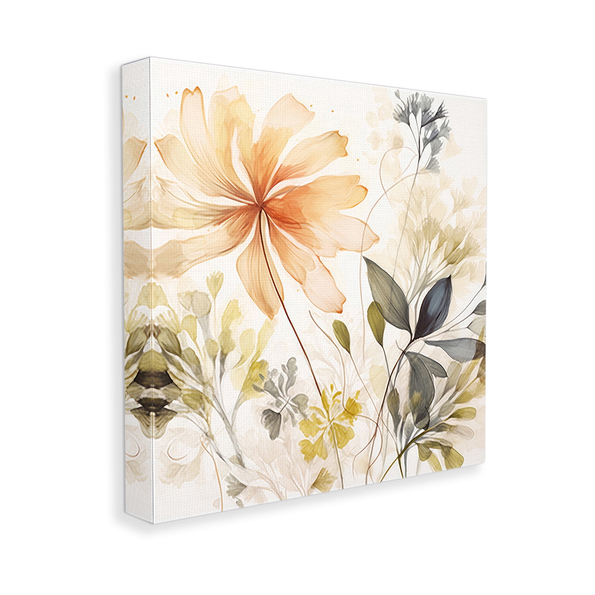 Stupell Industries Botanical Serenity Pattern Botanical & Floral Painting Gallery Wrapped Canvas Art Print Wall Art, 17 x 17