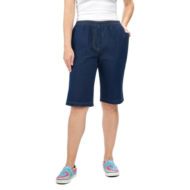 Women's Denim Pull On Bermuda Shorts Easy Pull On Styles in