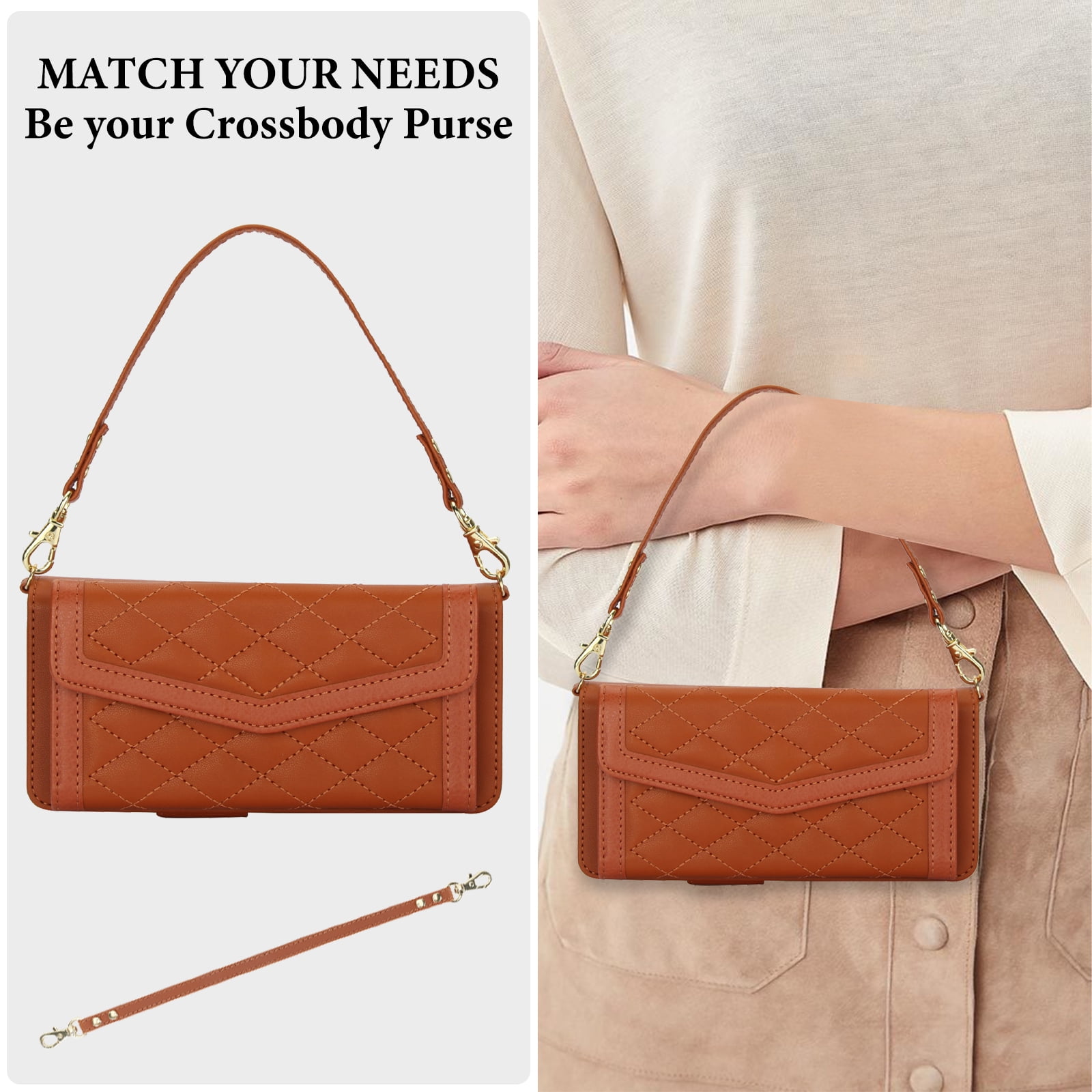 Dteck for Samsung Galaxy Z Fold 6 Wallet Case with S Pen Holder for Women, Crossbody Wallet Z Fold 6 Phone Case with 12-Card Slots, PU Leather Flip Case with Strap Wristlet & Shoulder Strap,Brown