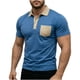 thumbnail image 1 of Camisas de Manga Corta de los Hombres Casual Color Bloqueado Botón de Solapa de Bolsillo Casual Top Transpirable, Manga Corta Tops de Verano para el Ejercicio, 1 of 6