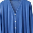 thumbnail image 6 of Blmnix Nightgowns for Women Bamboo Nightgowns Button Down Nightgown Nightshirts Sleep Shirts 3/4 Sleeve Blue Below-the-Knee V-Neck Summer Nightgowns for Women, 6 of 6