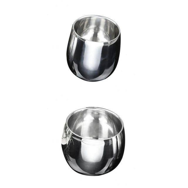 120ml + 200ml Acero Inoxidable Taza De De Doble Pared Jarra De Cerveza Plata Curvada