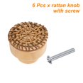 thumbnail image 3 of Uxcell 6pcs Rattan Knobs Round Wooden Dresser Knobs with Screw, Wood Color, 3 of 4