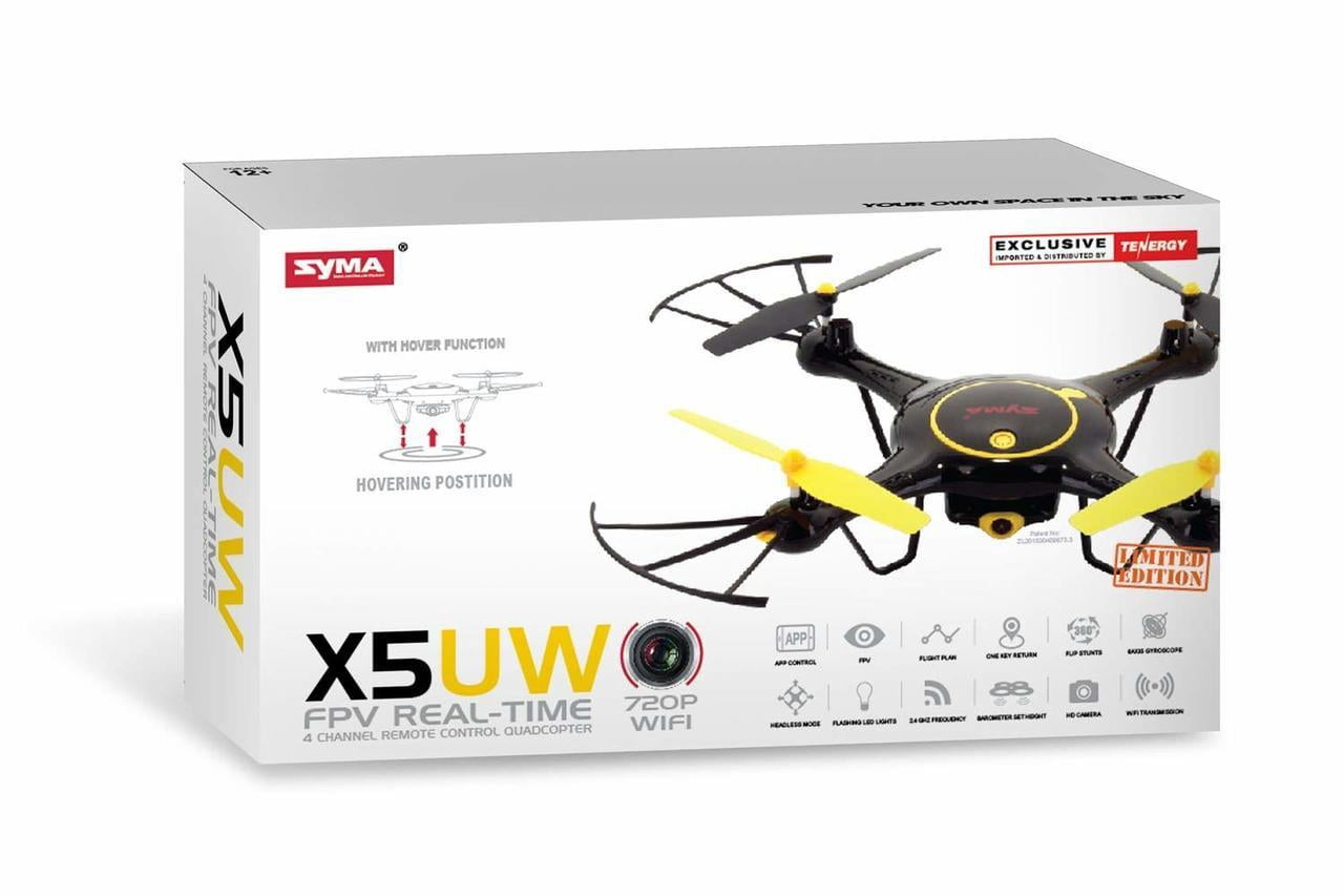tenergy syma x5uw wifi fpv quadcopter with hd camera-(exclusive black/yellow color)
