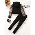 thumbnail image 4 of Big Girls Spring Fall Pants Sets Leopard Pattern Patchwork Hooded Short Tops Elastic Side Splicing Trousers 2Pcs Clothing From 7-14Y, 4 of 9