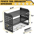 thumbnail image 7 of SUNALLY Power Tool Organizer, 3 Layers Drill Holder Wall Mount with 2 Side Pegboards, Heavy Duty Tool Storage Rack for Garage, 150Lbs Load Capacity, Black, 7 of 7