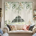thumbnail image 2 of Retro Eucalyptus Leaves Swag Valances for Windows 2 Pack Sage Green Leaf Summer Plants Linen Swag Kitchen Curtains 63 Inches Long Rod Pocket Short Window Treatment for Kitchen Bathroom 36"x63", 2 of 8