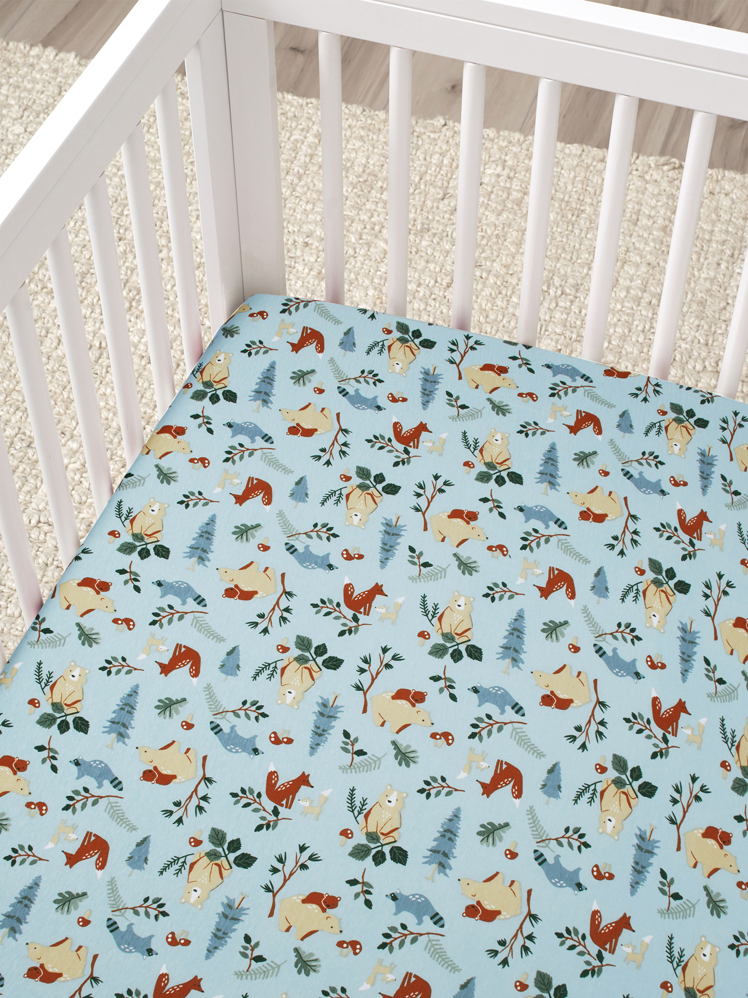 Modern Moments By Gerber Baby & Toddler Boy Ultra Soft Fitted Crib Sheet, Blue Woodland - image 3 of 7