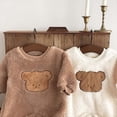 thumbnail image 6 of Hotiary Newborn Baby Boy Girl Plush Romper Jumpsuit Infant Cartoon Bear Crewneck Long Sleeve Thick Fluffy Onesie Warm Fuzzy Fall Winter Outfit Clothes Apricot for 0-12 Months, 6 of 8