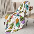 thumbnail image 3 of Sikiie Cactus And Insects Cozy Flannel Fleece Throw Blanket: Lightweight & Thick for All Seasons - Perfect for Women, Men, & Kids"60"x50", 3 of 6