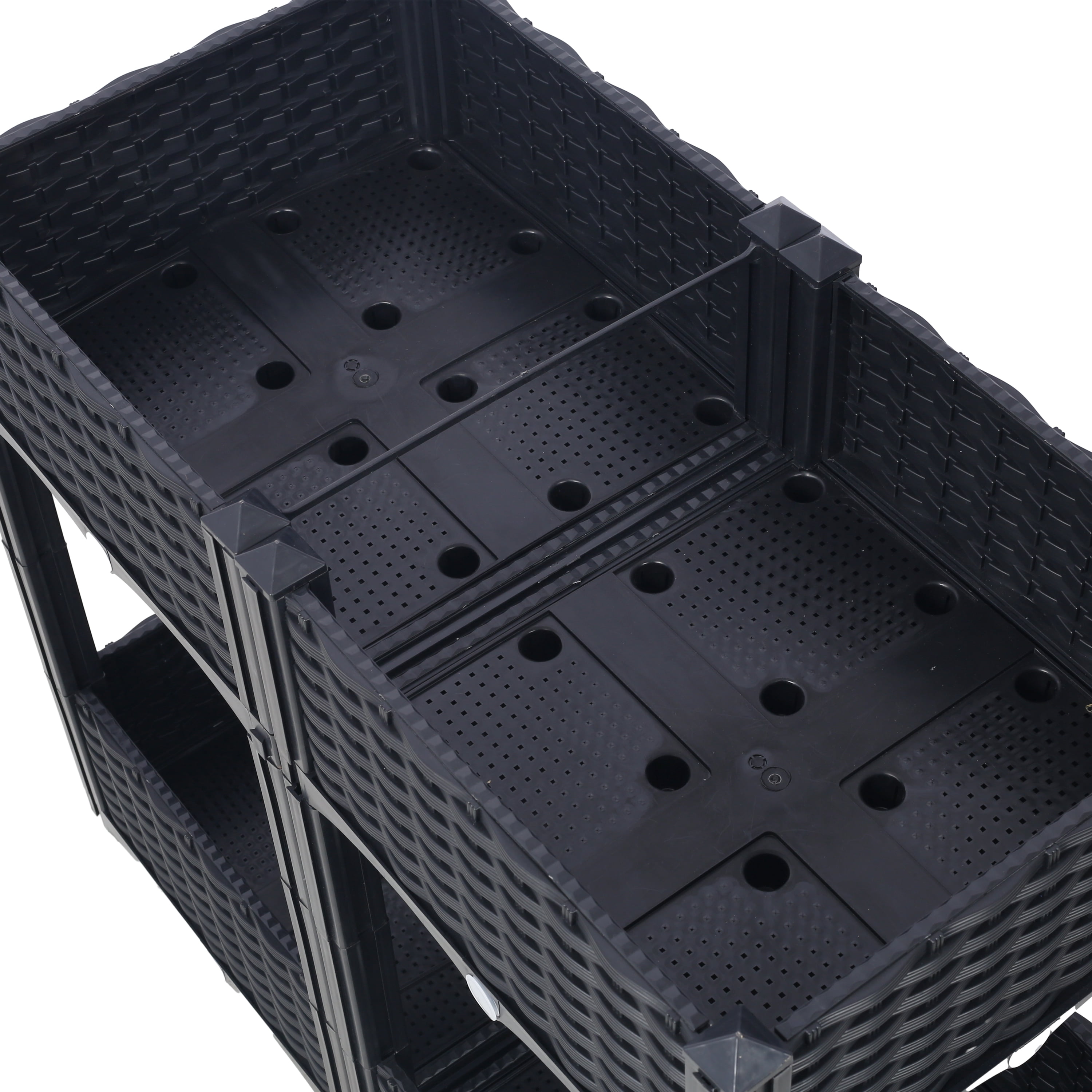 AsterOutdoor Planter Raised Beds Elevated Garden Box with Drainage System, Plastic Rattan-Style Outdoor Standing Planter