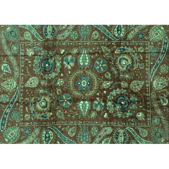 Ahgly Company Indoor Rectangle Oriental Turquoise Blue Traditional Area Rugs, 3' x 5'