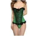 thumbnail image 2 of Elainilye Fashion Corset Tops for Women V-neck Waist Protection and Belly Tightening Shapewear Court Corset Bustier,Green, 2 of 9
