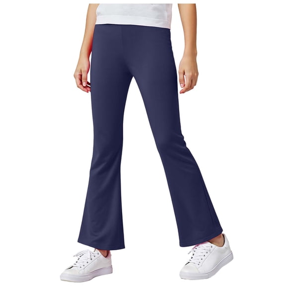 dmqupv Girl Fleece Lined Leggings Girls Comfortable And Breathable Solid Color Pants Casual And Versatile Fashionable Flared Pants Navy,Size for 7-8 Years