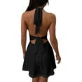thumbnail image 2 of Women'S Halter Deep V Neck Flowy Chiffon Tie Backless Summer Mini Dress Black XL, 2 of 6