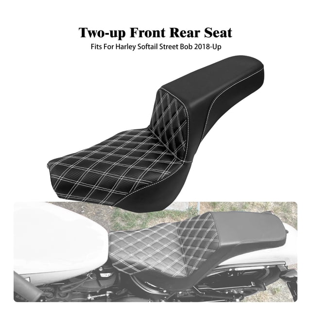 Driver Passenger for SEAT White Stitching For Harley Softail Slim Street Bob 18-2024