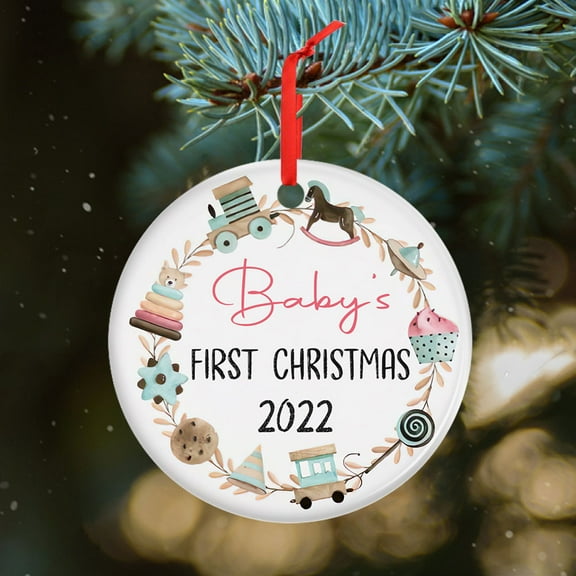 Baby First Christmas Ornament 2022 - Newborn Baby Boy, Girl Christmas Ornament Gifts - First Time Mom, Dad Gift - Pregnancy Gifts - Christmas Decorations - Newborn Baby Gifts Ceramic Ornament