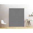 thumbnail image 2 of Interior Solid French Double Doors 84 x 96 inches / Mela 7001 Painted Grey / Wood Interior Solid Panel Frame / Closet Bedroom Modern Doors, 2 of 4