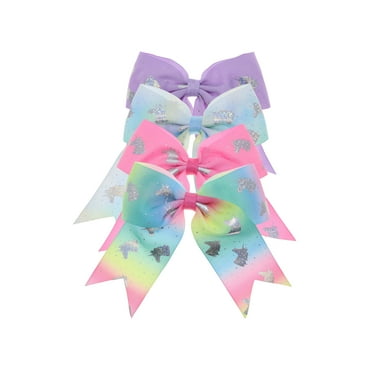 4 PCS Unicorn Big Hair Bows for Girls with Shiny Glitter