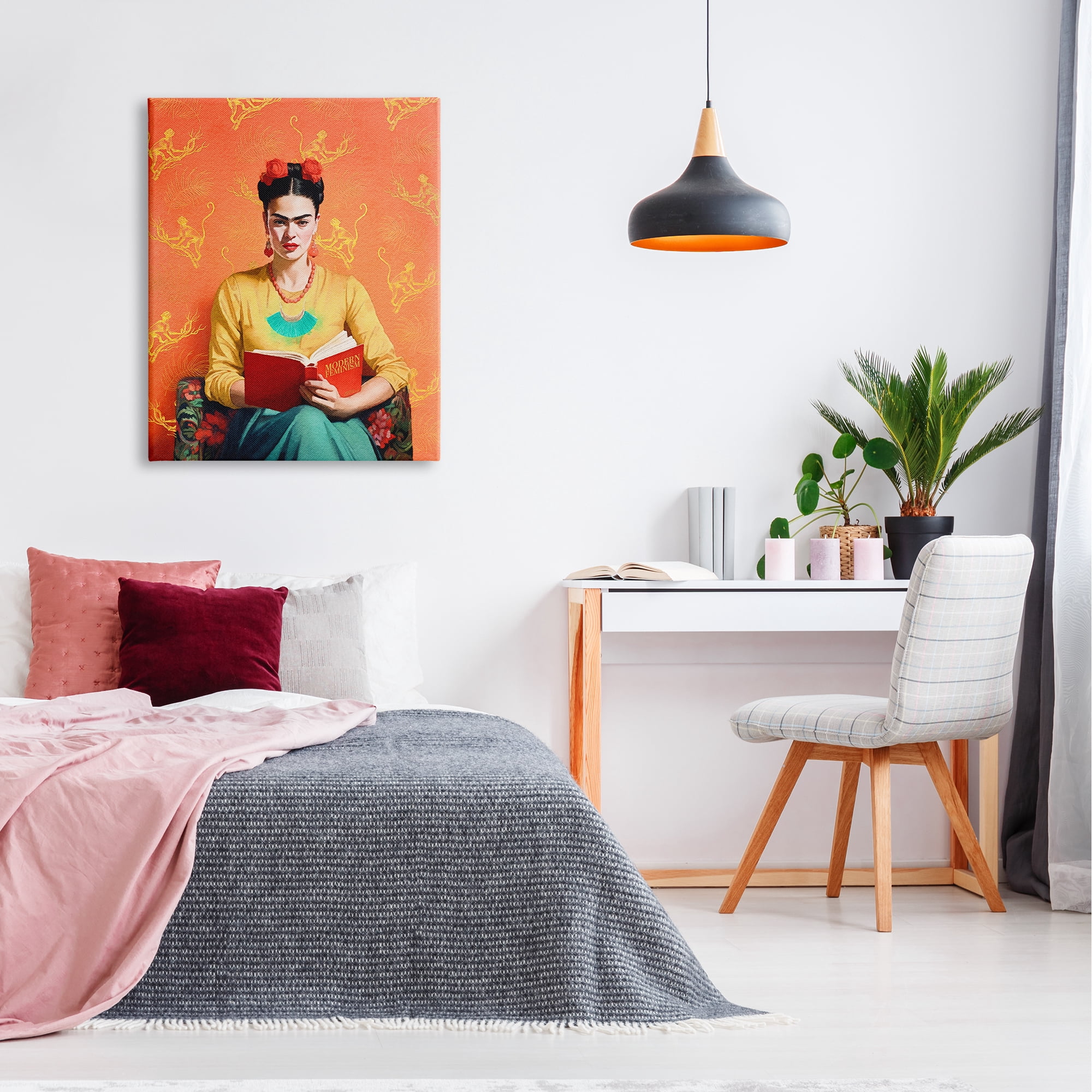 Stupell Industries Modern Frida Kahlo Literature & Flim Painting Gallery Wrapped Canvas Art Print Wall Art, 30 x 40