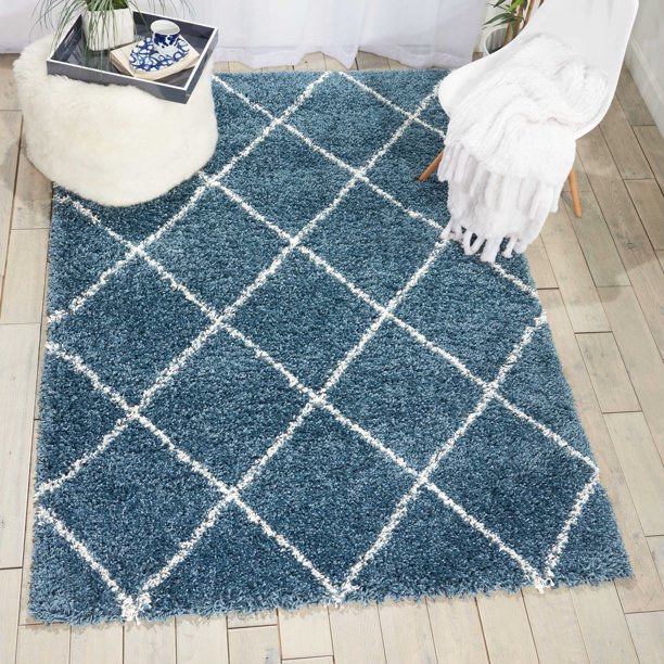 Nourison Brisbane Trellis Slate Blue Area Rug