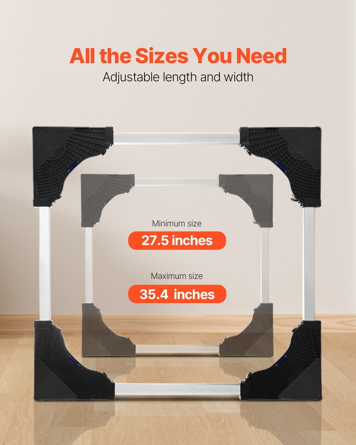 Fridge Stand Mobile Base 1100 lbs Load Capacity Washing Machine Stand with 8 Locking Twin Wheels and 4 Brakes 27.5 to 35.4 Inches Adjustable Furniture Dolly for Washer Refrigerator and Dryer