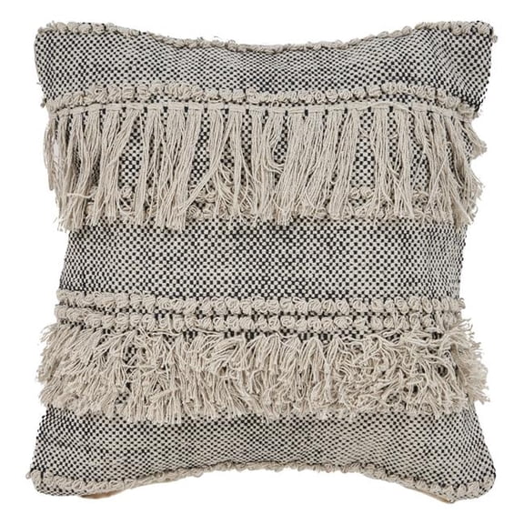 HomeRoots 517219 20 in. Off-White & Black Cotton Throw Pillow