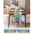 thumbnail image 3 of Summer Beach Table Runner 36 Inches, Retro Blue Green Coast Waves Oil Painting Bed Runner Dresser Scarves Tabletop for Indoor Outdoor Parties/Ceremony/Banquet, 13"x 36", 3 of 8