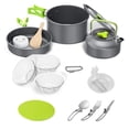 thumbnail image 2 of Pot Camping al aire libre aluminio portátil de utensilios de cocina Kettle 2-3 personas Senderismo Equipo anti-Scald Cuchara Freying Pan Green 14 paquetes Scienceny OD003505-03B, 2 of 7