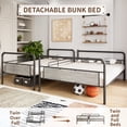 thumbnail image 1 of Heavy Duty Twin Over Full Metal Bunk Bed - High Guardrail & Angled Ladder - Noise-Free Steel Frame, Space-Saving, Easy Assembly, No Box Spring Needed, Black + Woodgrain Gray, 1 of 8