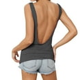 thumbnail image 2 of Women'S Backless Tank Top Women'S Solid Back With A Deep V Sexy Backless Slim And Elastic Vest Dark Gray M, 2 of 6