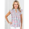 thumbnail image 6 of Women's Stylish Sky Blue Abstract Printed Blouse with Shirred Yoke - [ZhiHiMeRi] | (US 16-18)XL, 6 of 7