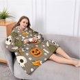 thumbnail image 5 of Oversized Wearable Blanket Hoodie,Halloween Skulls Pumpkins and Cauldrons Sherpa Blanket Hoodie with Super Pockets,Super Warm Fuzzy Pullover for Women & Men, 5 of 6