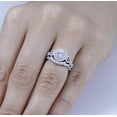 thumbnail image 3 of Bridal Set Halo Infinity Shank Engagement Ring, Milgrain Pave Set Stackable Ring For Her Birthday Gift, 2.2 Ct Simulated Diamond, 14K White Gold Plated Wedding Ring, Round Cut Women's Engagement Ring, 3 of 5