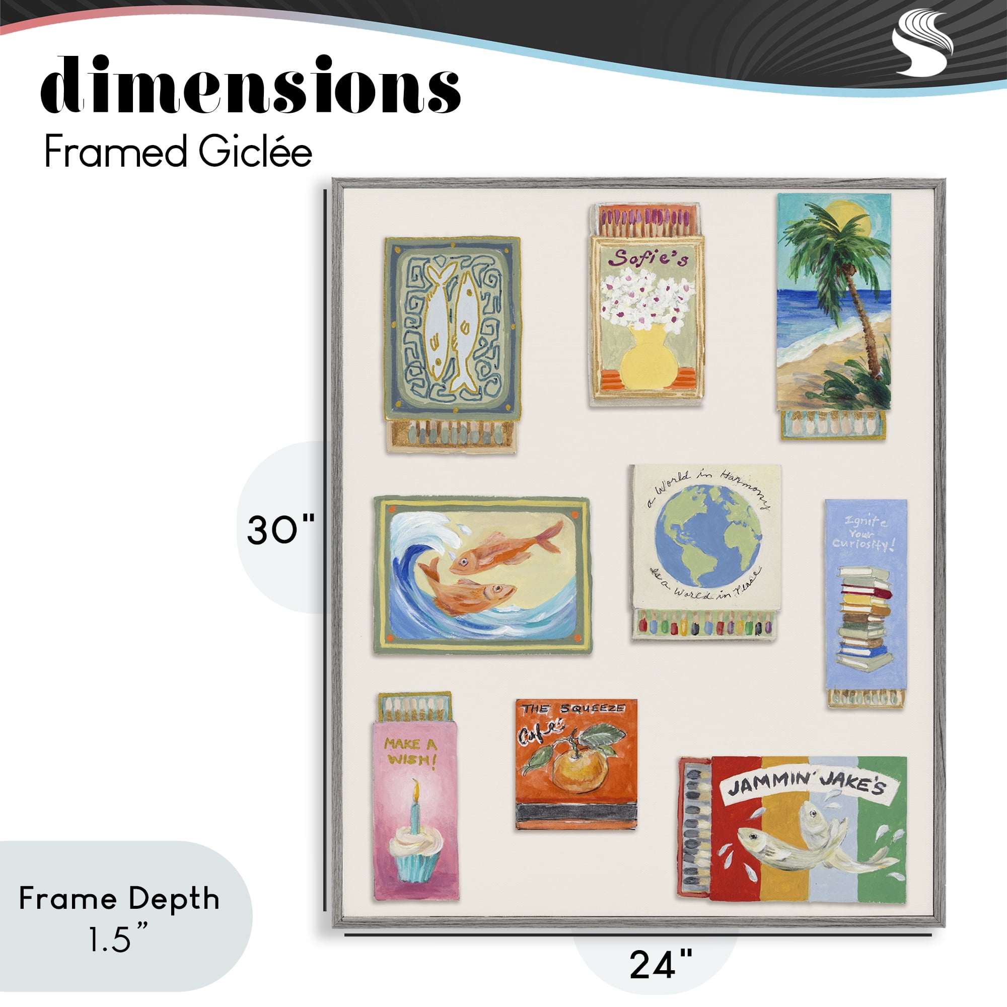 Stupell Industries World Matchbox Collection Gray Framed Giclee Art, design by Lanie Loreth