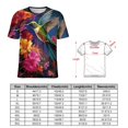 thumbnail image 2 of Flower Hummingbird Womens Tops Women's Fashion Casual Short Sleeve Flower Print Round Neck Pullover Top Blouse, 2 of 6