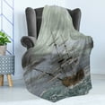 thumbnail image 4 of Nautical Soft Flannel Fleece Blanket, Old Ship on the Ocean in Wave Rainy Stormy Weather Fantasy Illustration, Cozy Plush for Indoor and Outdoor Use, 50" x 60", Grey Slate Blue Umber, by Ambesonne, 4 of 5