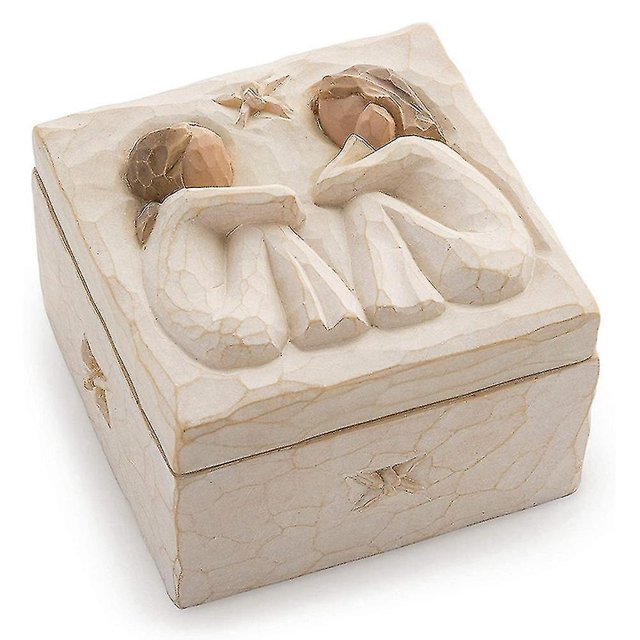 Caja de recuerdos esculpida y pintada a mano que revela amor y amistad