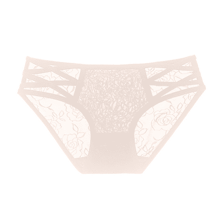 Fulorrnie Women s Lace Thong Underwear Sexy Sheer Mesh Panties Bow Tie Details Breathable Comfort  Beige  One Size