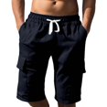 thumbnail image 2 of Mens Shorts Casual Elastic Waist Drawstring Lightweight Summer Beach Cargo Shorts Navy M, 2 of 5