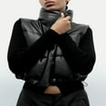 thumbnail image 2 of Gilet Matelassé pour Femmes, Couleur Unie, Col Montant, Automne Hiver, 2 of 7