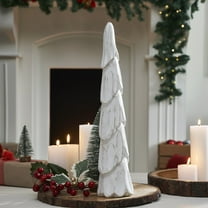 VHC Brands Distress White Wooden Cone Tree Large 15.5x3.5x3.5