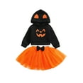 thumbnail image 2 of goowrom Pull à Capuche Imprimé Visage Souriant pour Enfants + Jupe Nœud Papillon, 2 of 7