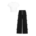 thumbnail image 1 of Zpanxa Girls Sets Ruched Short Length T Shirt with Bow Pocket and Long Pants Set 7-8 Years, 1 of 6