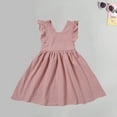 thumbnail image 5 of Edvintorg 2-7Years Baby Girls Dress 2024 Summer Clearance Cute Solid Color Backless Cotton Beach Dresses With Button Kids Dresses For Girls, 5 of 5
